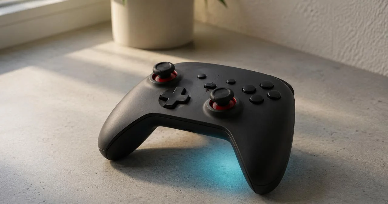 A game controller resting on a windowsill